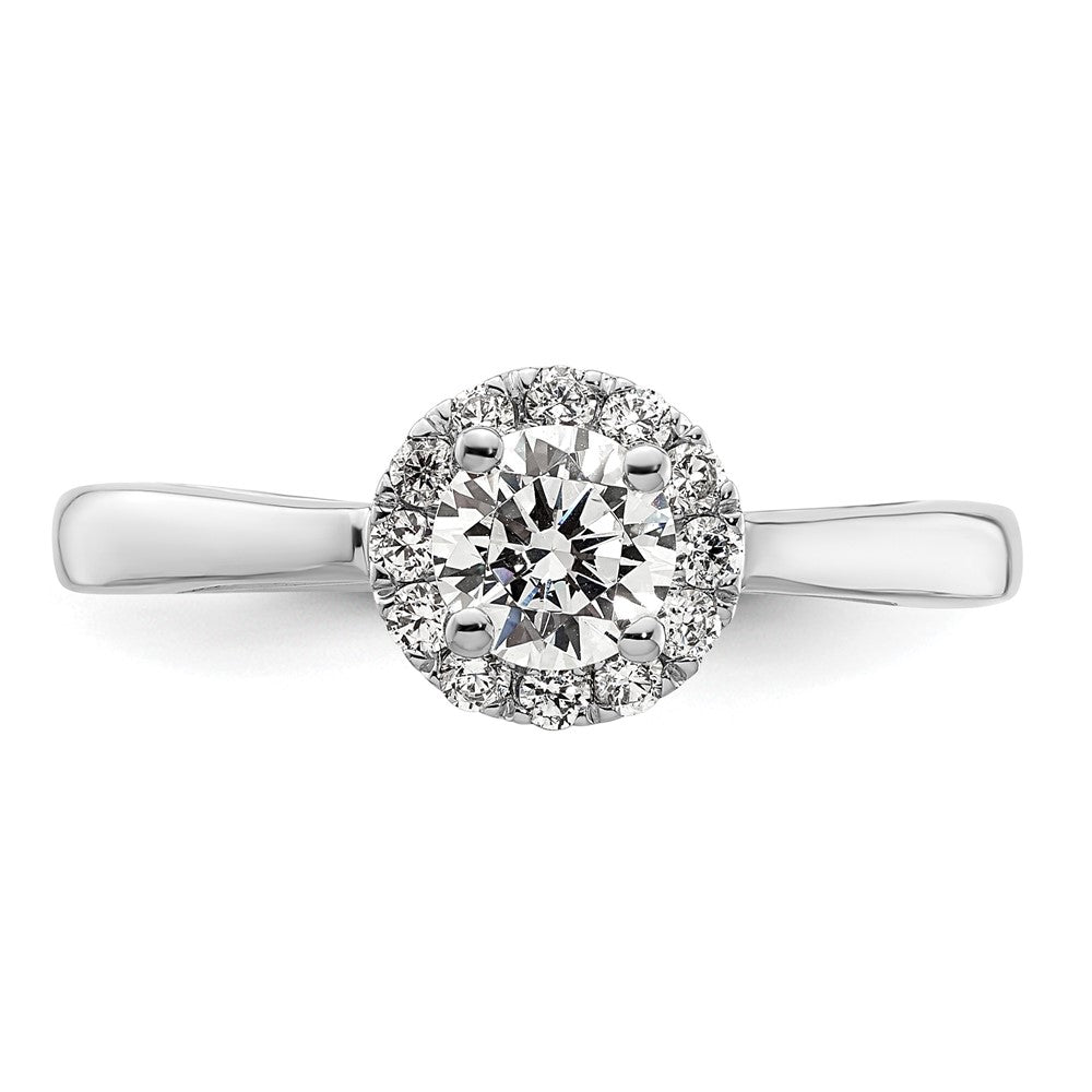 14K Weißgold Verlobungsring mit 0,5 ct. Laborgezüchteten Diamanten, rund, VS/SI+ G+, Halo-Fassung