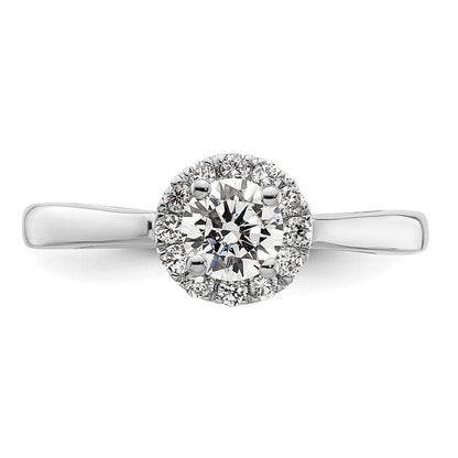 14K Weißgold Verlobungsring mit 0,5 ct. Laborgezüchteten Diamanten, rund, VS/SI+ G+, Halo-Fassung