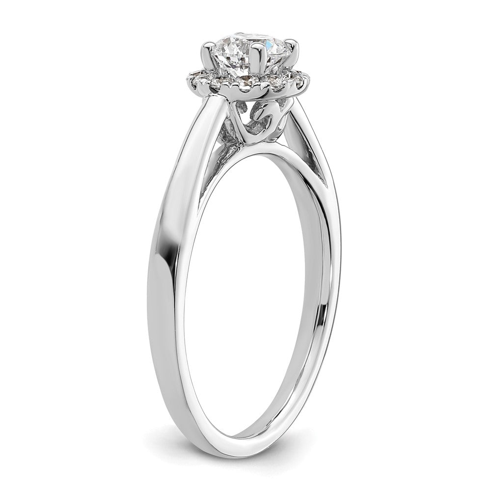14K Weißgold Verlobungsring mit 0,5 ct. Laborgezüchteten Diamanten, rund, VS/SI+ G+, Halo-Fassung