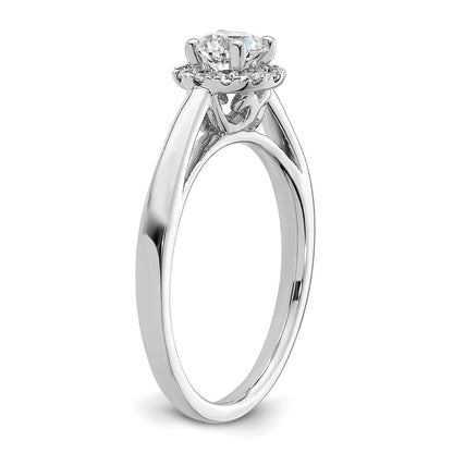 14K Weißgold Verlobungsring mit 0,5 ct. Laborgezüchteten Diamanten, rund, VS/SI+ G+, Halo-Fassung