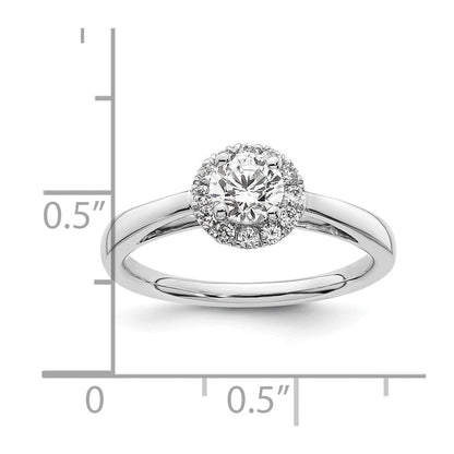 14K Weißgold Verlobungsring mit 0,5 ct. Laborgezüchteten Diamanten, rund, VS/SI+ G+, Halo-Fassung