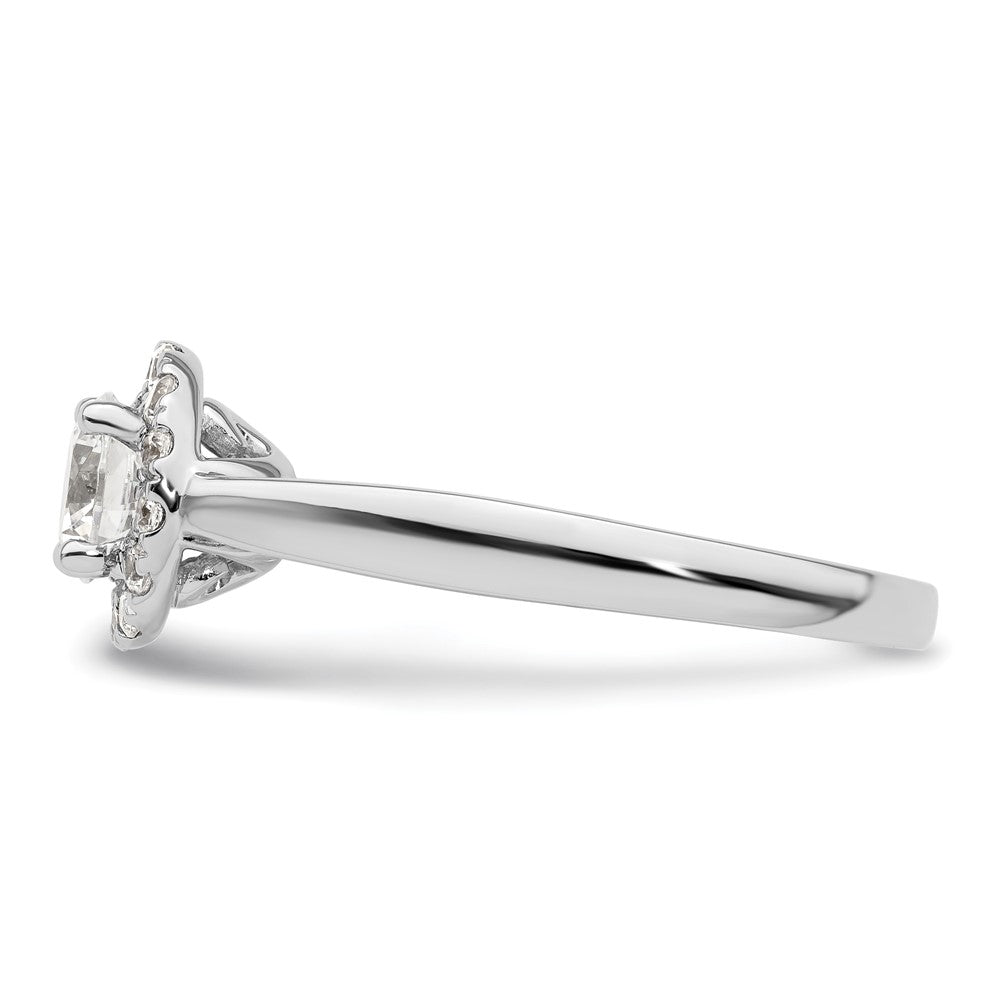 14K Weißgold Verlobungsring mit rundem Halo, 0,75 ct. im Labor gezüchtetem Diamant-Mittelstein VS/SI+ G+, Gesamtgewicht 0,25 ct