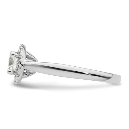 14K Weißgold Verlobungsring mit rundem Halo, 0,75 ct. im Labor gezüchtetem Diamant-Mittelstein VS/SI+ G+, Gesamtgewicht 0,25 ct