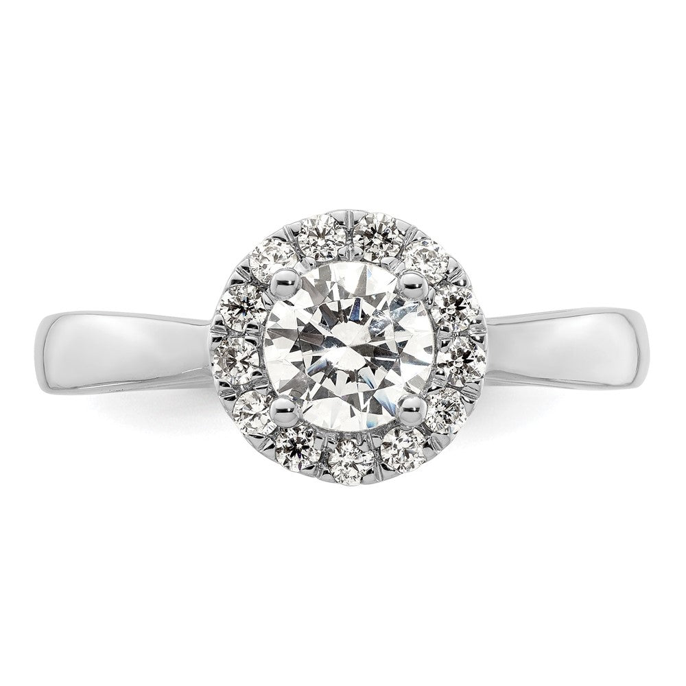 14K Weißgold Verlobungsring mit rundem Halo, 0,75 ct. im Labor gezüchtetem Diamant-Mittelstein VS/SI+ G+, Gesamtgewicht 0,25 ct