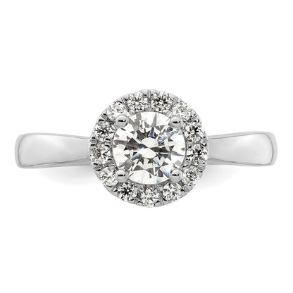 14K Weißgold Verlobungsring mit rundem Halo, 0,75 ct. im Labor gezüchtetem Diamant-Mittelstein VS/SI+ G+, Gesamtgewicht 0,25 ct