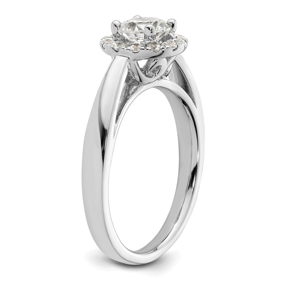 14K Weißgold Verlobungsring mit rundem Halo, 0,75 ct. im Labor gezüchtetem Diamant-Mittelstein VS/SI+ G+, Gesamtgewicht 0,25 ct