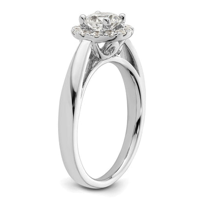 14K Weißgold Verlobungsring mit rundem Halo, 0,75 ct. im Labor gezüchtetem Diamant-Mittelstein VS/SI+ G+, Gesamtgewicht 0,25 ct