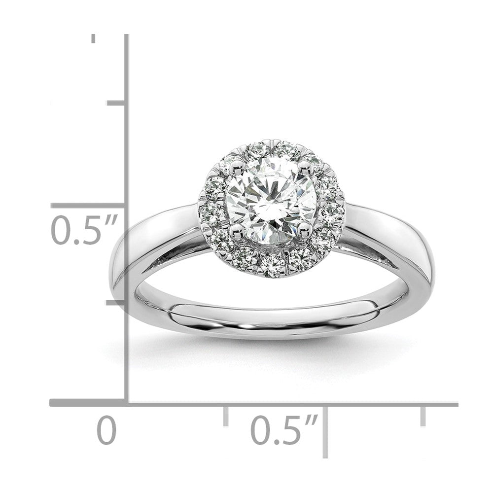 14K Weißgold Verlobungsring mit rundem Halo, 0,75 ct. im Labor gezüchtetem Diamant-Mittelstein VS/SI+ G+, Gesamtgewicht 0,25 ct