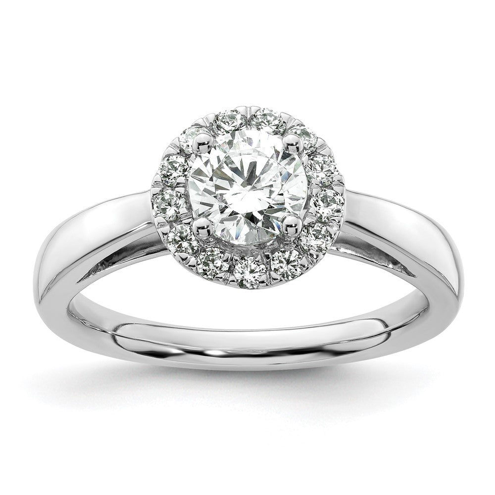 14K Weißgold Verlobungsring mit rundem Halo, 0,75 ct. im Labor gezüchtetem Diamant-Mittelstein VS/SI+ G+, Gesamtgewicht 0,25 ct
