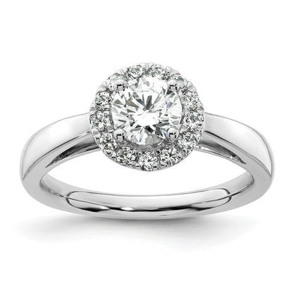 14K Weißgold Verlobungsring mit rundem Halo, 0,75 ct. im Labor gezüchtetem Diamant-Mittelstein VS/SI+ G+, Gesamtgewicht 0,25 ct