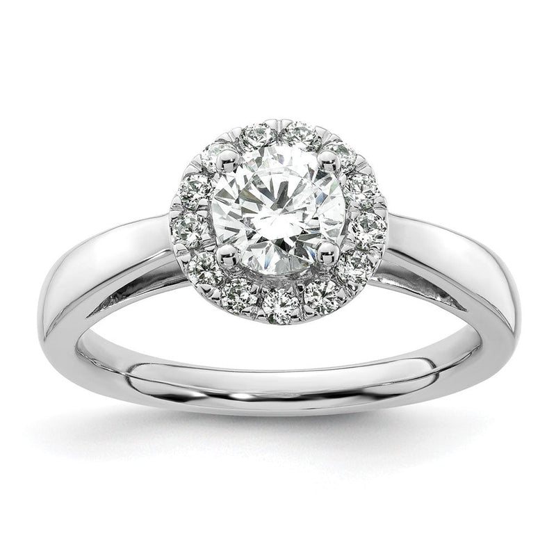 14K Weißgold Verlobungsring mit rundem Halo, 0,75 ct. im Labor gezüchtetem Diamant-Mittelstein VS/SI+ G+, Gesamtgewicht 0,25 ct