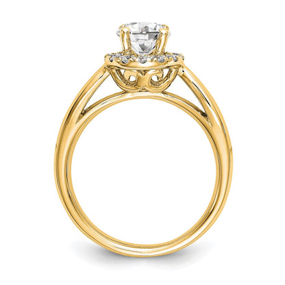 14K Gelbgold Rund Heiligenschein Diamant Halbfassung Verlobungsring