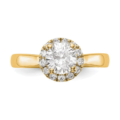 14K Gelbgold Rund Heiligenschein Diamant Halbfassung Verlobungsring