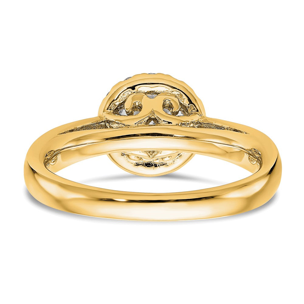 14K Gelbgold Rund Heiligenschein Diamant Halbfassung Verlobungsring