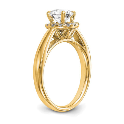 14K Gelbgold Rund Heiligenschein Diamant Halbfassung Verlobungsring