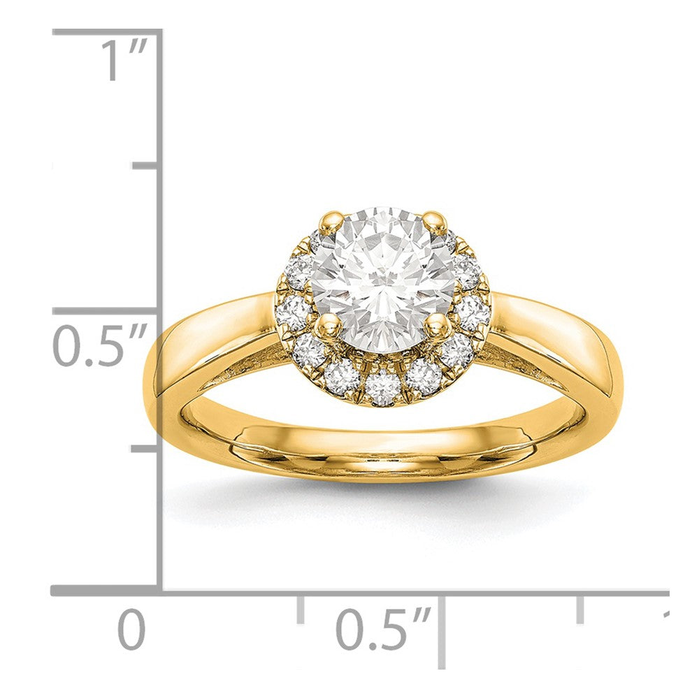 14K Gelbgold Rund Heiligenschein Diamant Halbfassung Verlobungsring