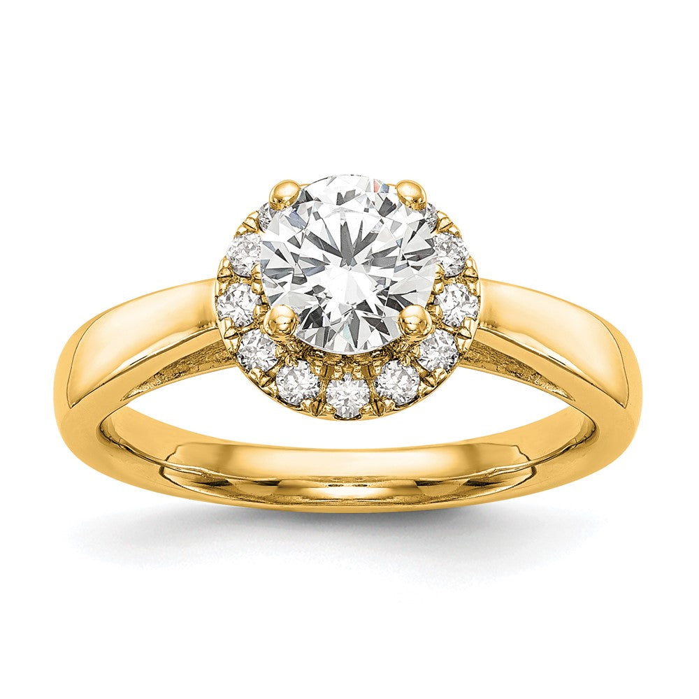 14K Gelbgold Rund Heiligenschein Diamant Halbfassung Verlobungsring