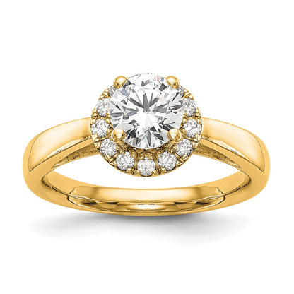14K Gelbgold Rund Heiligenschein Diamant Halbfassung Verlobungsring