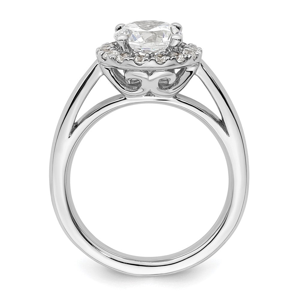 14K Weißgold Rund Heiligenschein Synthetisch Diamant Verlobungsring