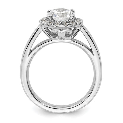 14K Weißgold Rund Heiligenschein Synthetisch Diamant Verlobungsring