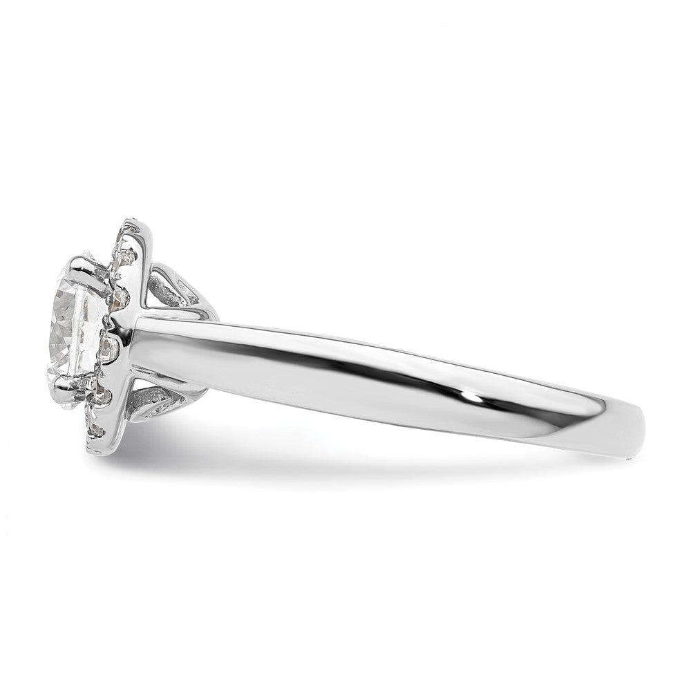 14K Weißgold Rund Heiligenschein Synthetisch Diamant Verlobungsring
