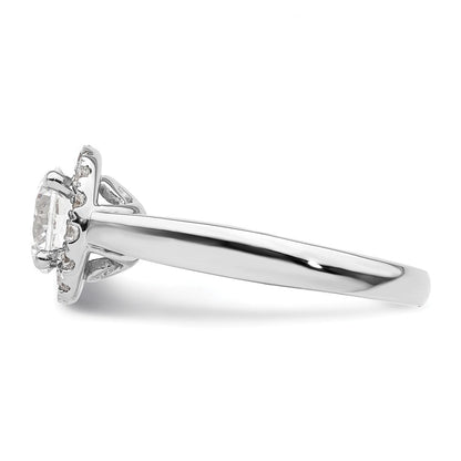 14K Weißgold Rund Heiligenschein Synthetisch Diamant Verlobungsring
