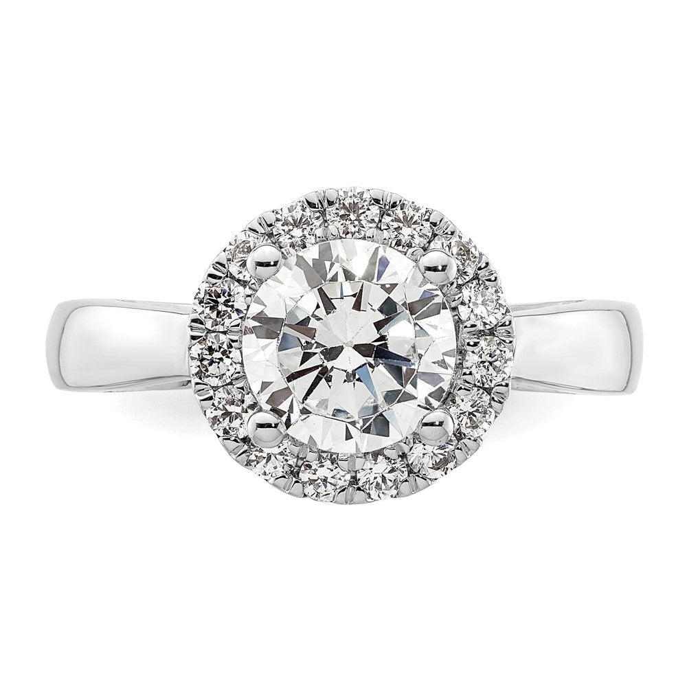 14K Weißgold Rund Heiligenschein Synthetisch Diamant Verlobungsring