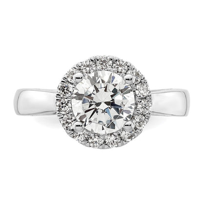 14K Weißgold Rund Heiligenschein Synthetisch Diamant Verlobungsring