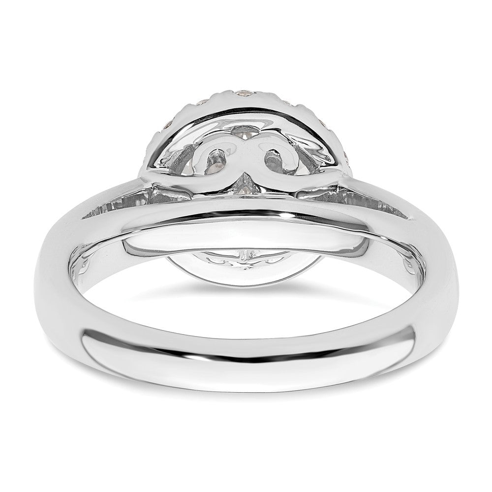 14K Weißgold Rund Heiligenschein Synthetisch Diamant Verlobungsring