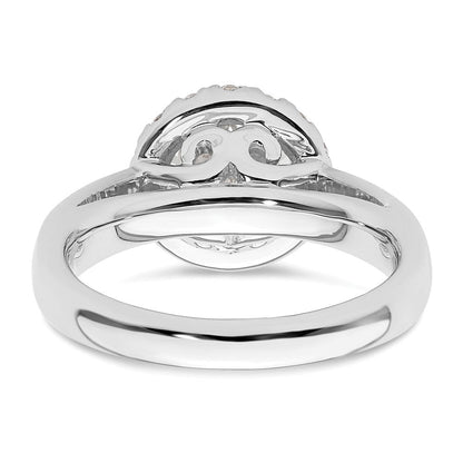 14K Weißgold Rund Heiligenschein Synthetisch Diamant Verlobungsring