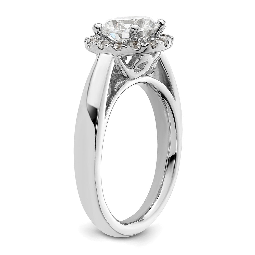 14K Weißgold Rund Heiligenschein Synthetisch Diamant Verlobungsring