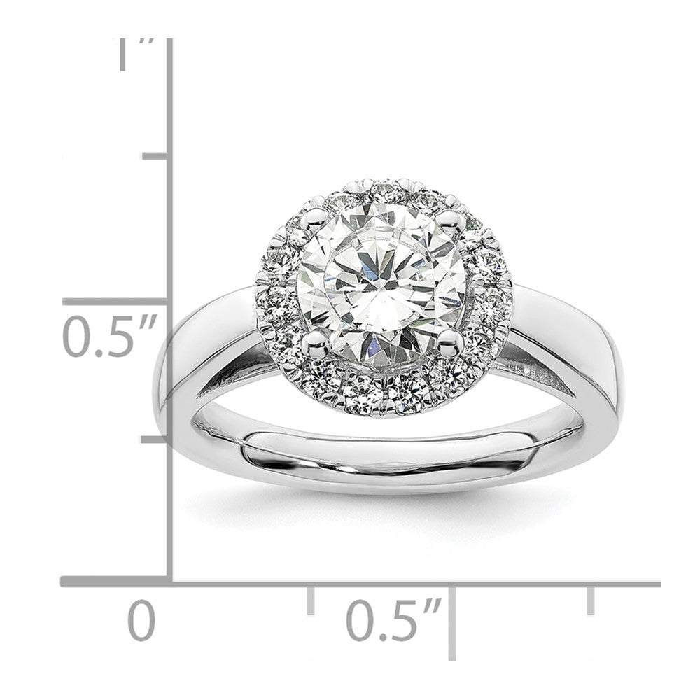 14K Weißgold Rund Heiligenschein Synthetisch Diamant Verlobungsring