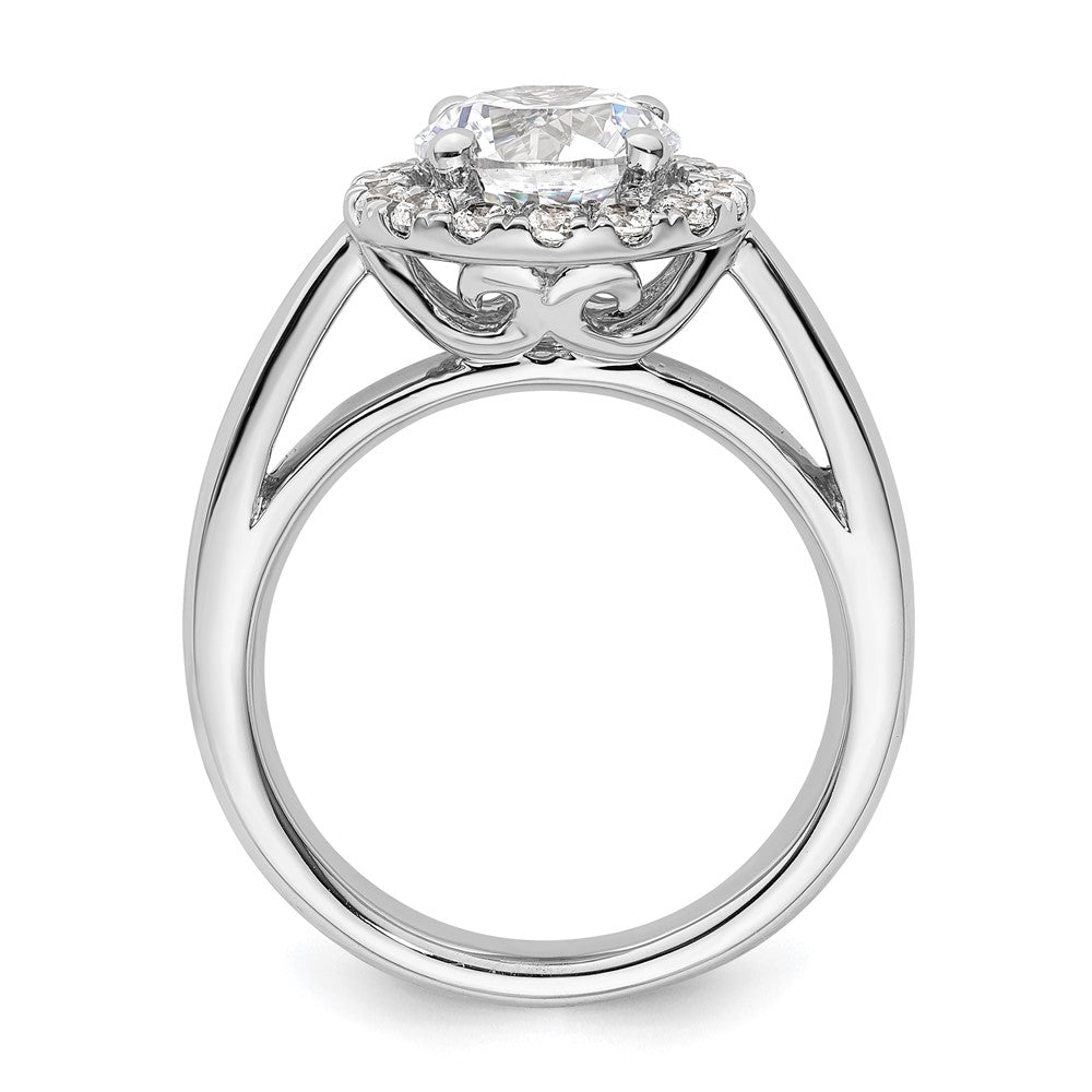 14K Weißgold Rund Heiligenschein Synthetisch Diamant Verlobungsring