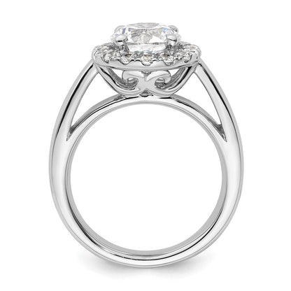 14K Weißgold Rund Heiligenschein Synthetisch Diamant Verlobungsring