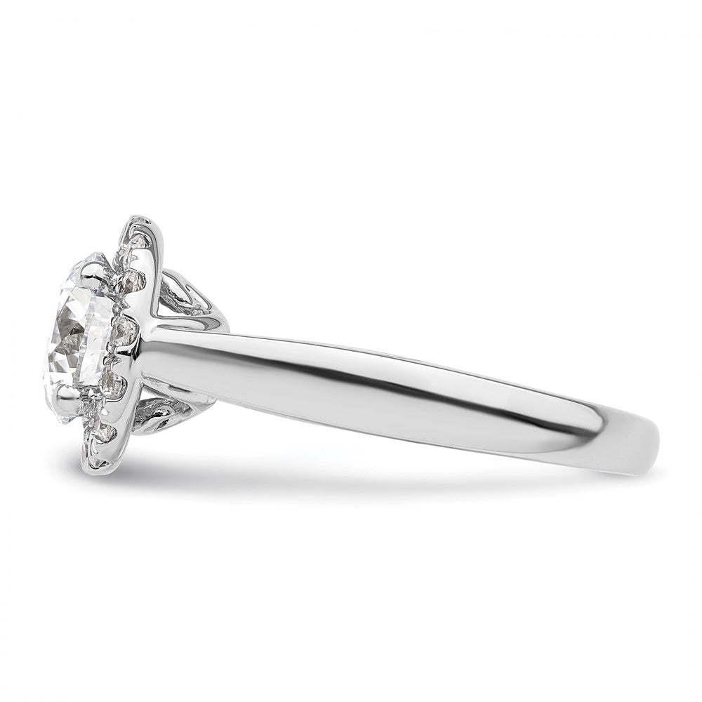 14K Weißgold Rund Heiligenschein Synthetisch Diamant Verlobungsring