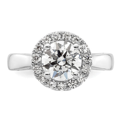 14K Weißgold Rund Heiligenschein Synthetisch Diamant Verlobungsring