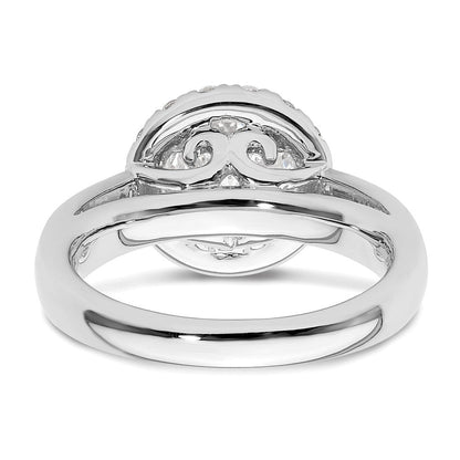 14K Weißgold Rund Heiligenschein Synthetisch Diamant Verlobungsring