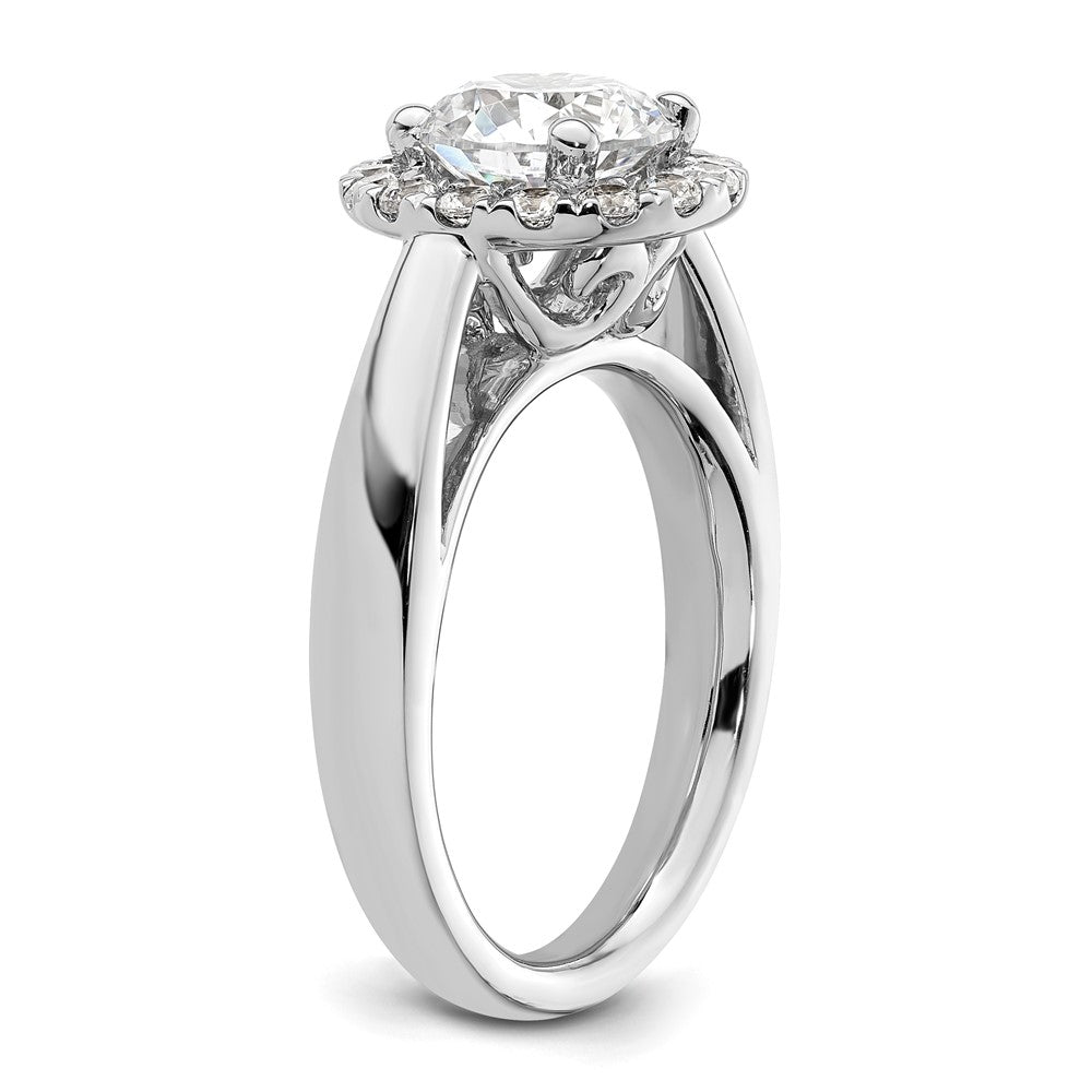 14K Weißgold Rund Heiligenschein Synthetisch Diamant Verlobungsring
