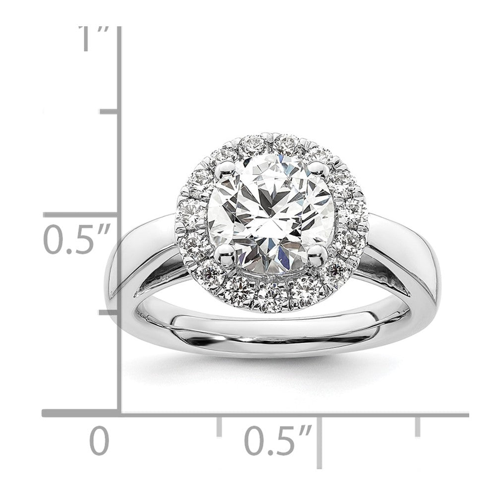 14K Weißgold Rund Heiligenschein Synthetisch Diamant Verlobungsring