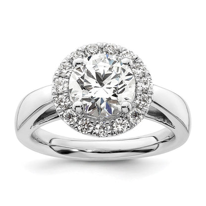 14K Weißgold Rund Heiligenschein Synthetisch Diamant Verlobungsring