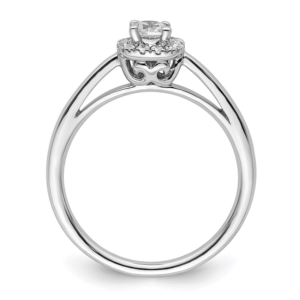 14K Weißgold Rund Heiligenschein Synthetisch Diamant Verlobungsring