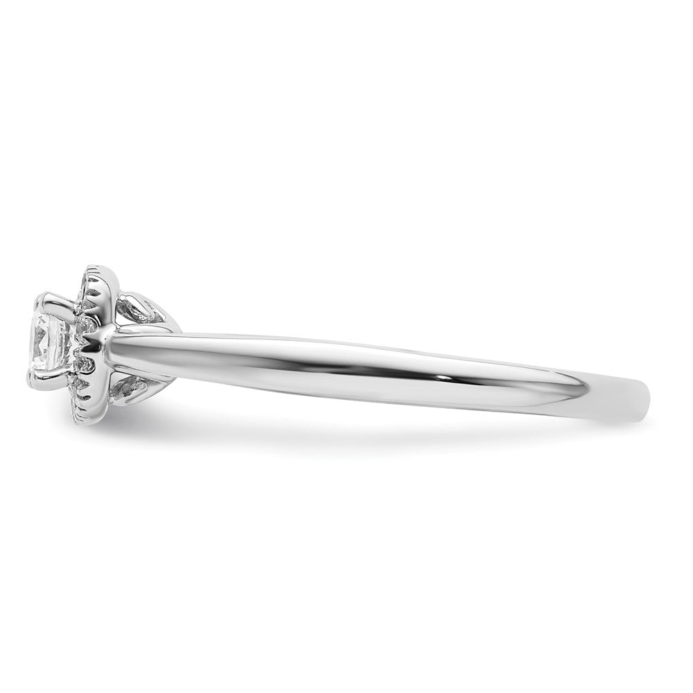 14K Weißgold Rund Heiligenschein Synthetisch Diamant Verlobungsring