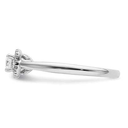 14K Weißgold Rund Heiligenschein Synthetisch Diamant Verlobungsring