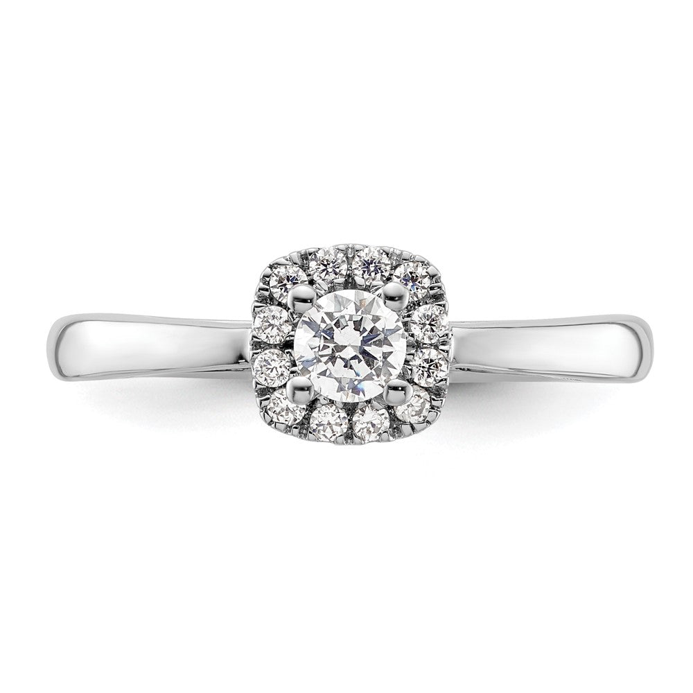 14K Weißgold Rund Heiligenschein Synthetisch Diamant Verlobungsring