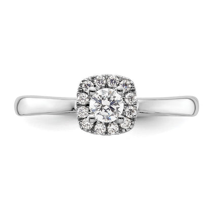 14K Weißgold Rund Heiligenschein Synthetisch Diamant Verlobungsring