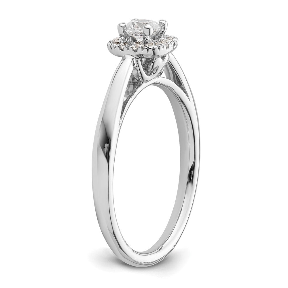 14K Weißgold Rund Heiligenschein Synthetisch Diamant Verlobungsring