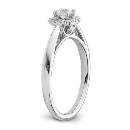 14K Weißgold Rund Heiligenschein Synthetisch Diamant Verlobungsring
