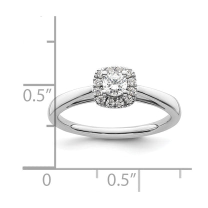 14K Weißgold Rund Heiligenschein Synthetisch Diamant Verlobungsring