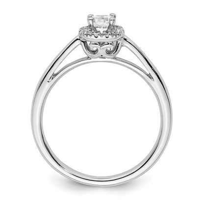 14kwhite Gold Rund Heiligenschein Synthetisch Diamant Verlobungsring