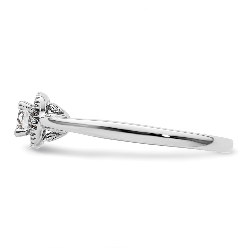 14kwhite Gold Rund Heiligenschein Synthetisch Diamant Verlobungsring